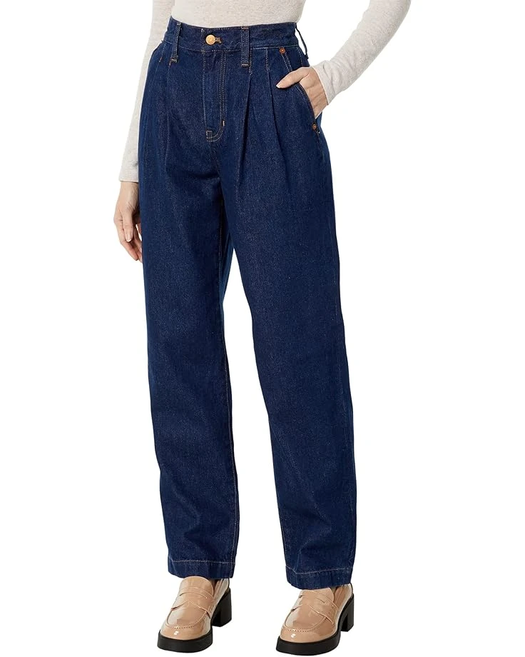 Madewell Pleated Baggy Straight Jeans In Woodham Wash 3 Madewell Pleated Baggy Straight Jeans In Woodham Wash